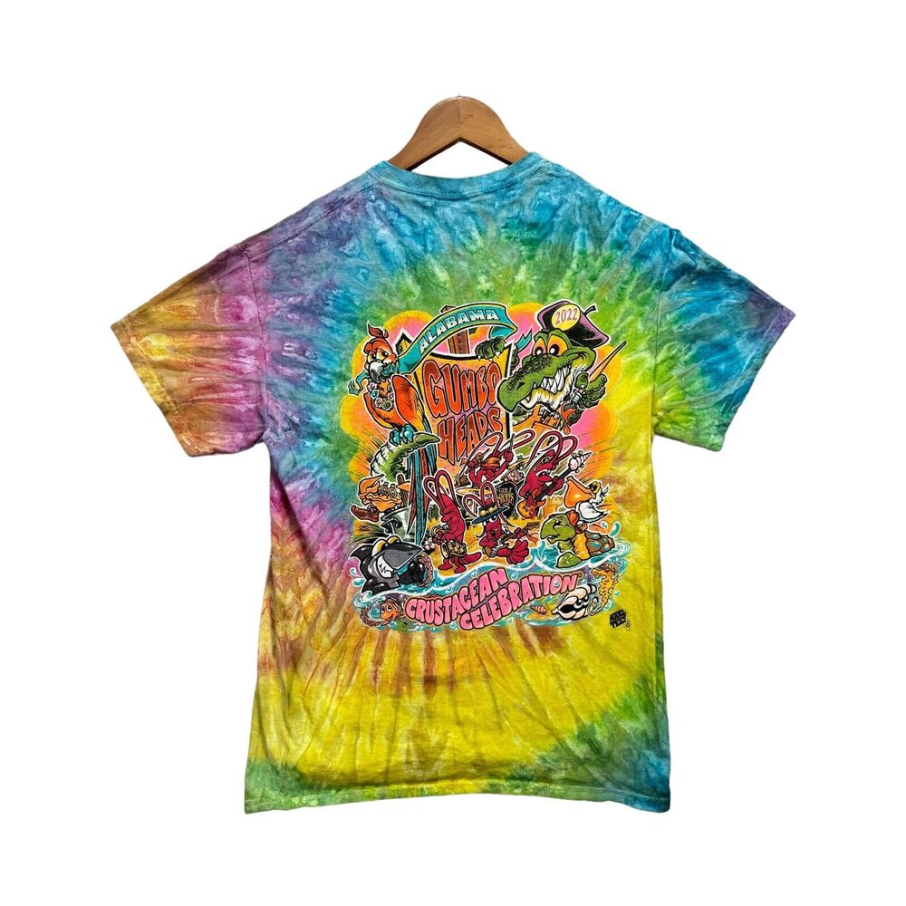 Alabama Gumboheads 2022 Tie Dye Hippy Crustacean Celebration Bar Tee T-Shirt M